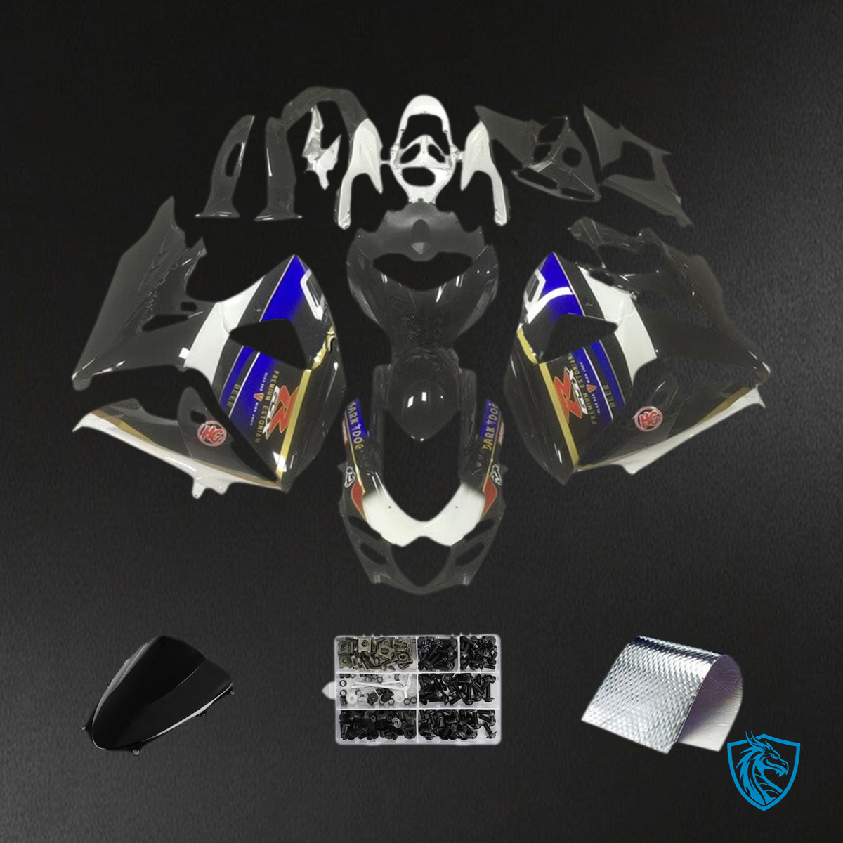 Suzuki GSXR1000 (2009-2016) Gloss Black & Blue K9 Injection - Custom ABS Fairing Kit
