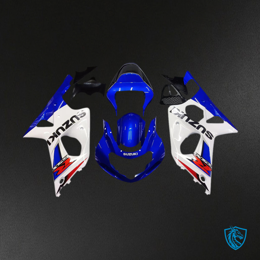 Suzuki GSXR1000 (2000-2002) Gloss Blue, White & Black K1 K2 - Custom ABS Fairing Kit