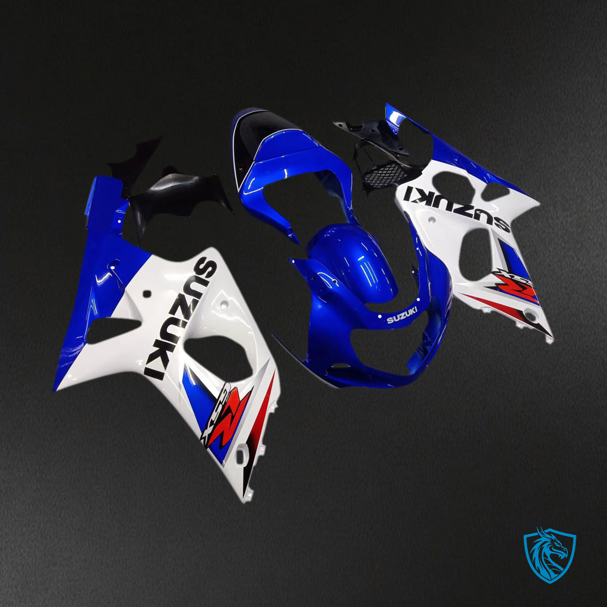 Suzuki GSXR1000 (2000-2002) Gloss Blue, White & Black K1 K2 - Custom ABS Fairing Kit