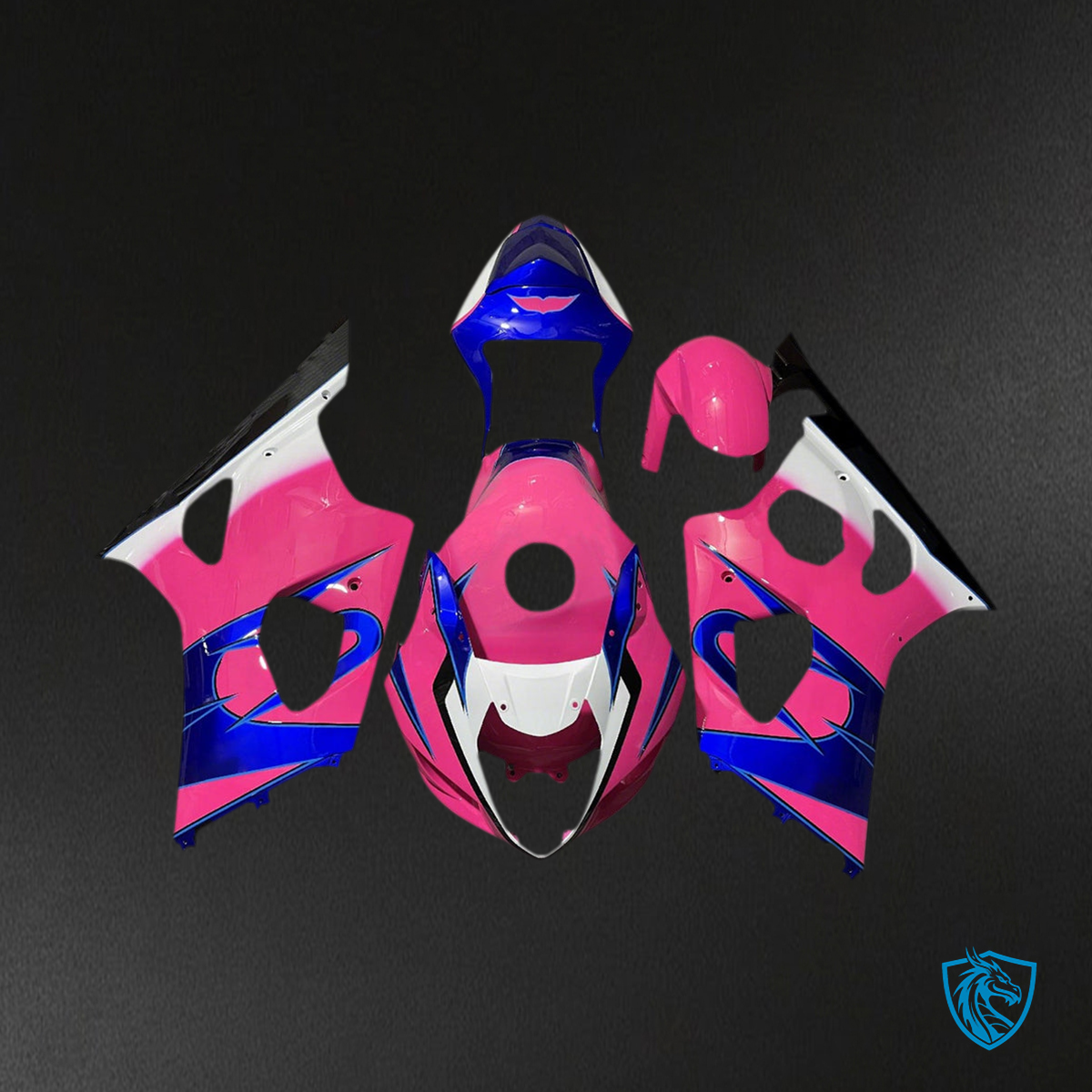 Suzuki GSXR1000 (2003-2004) Pink, White & Black K3 Injection Fairing Kit - Aftermarket ABS Bodywork