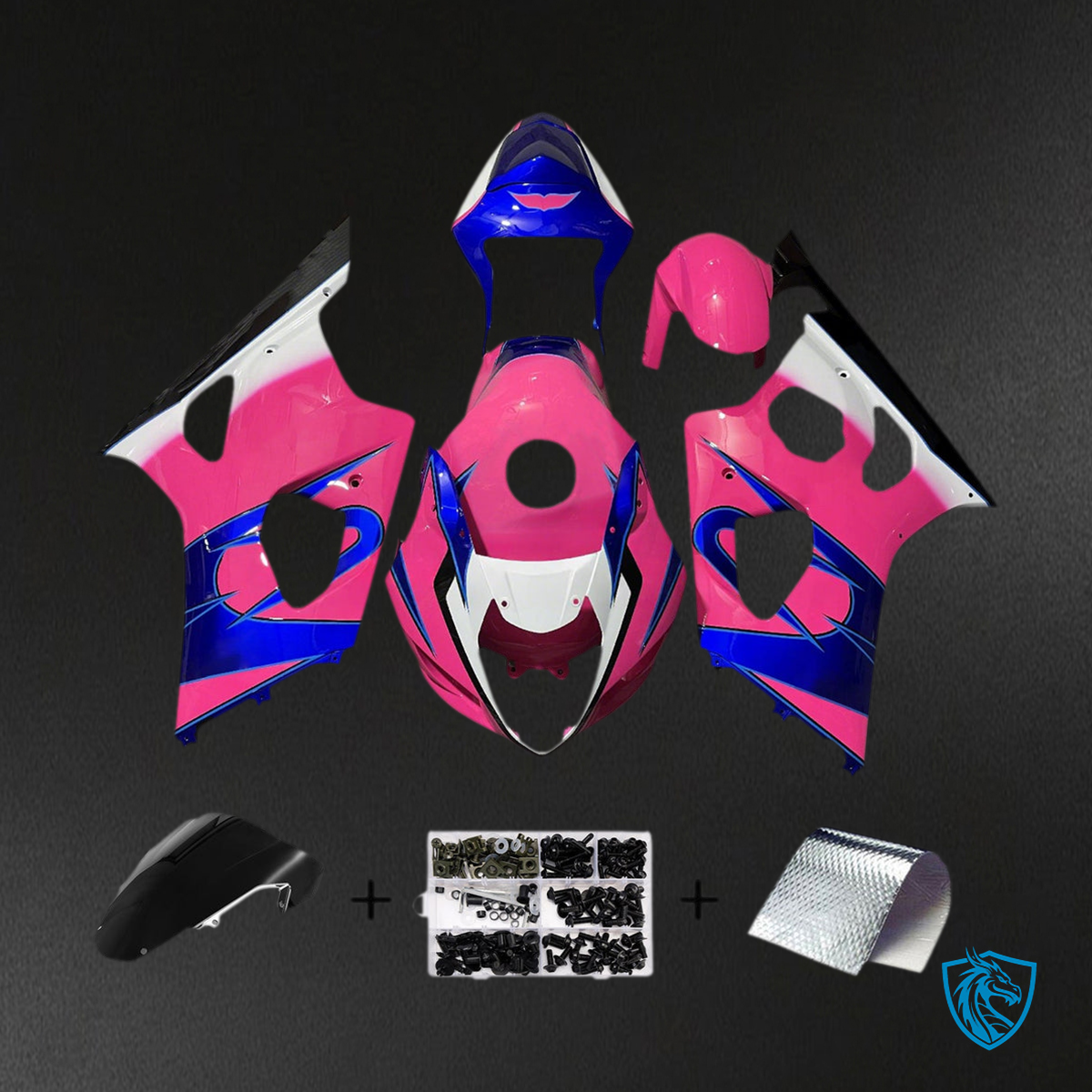 Suzuki GSXR1000 (2003-2004) Pink, Blue & White K3 Injection - MERGEment Motorcycle Fairings Kit