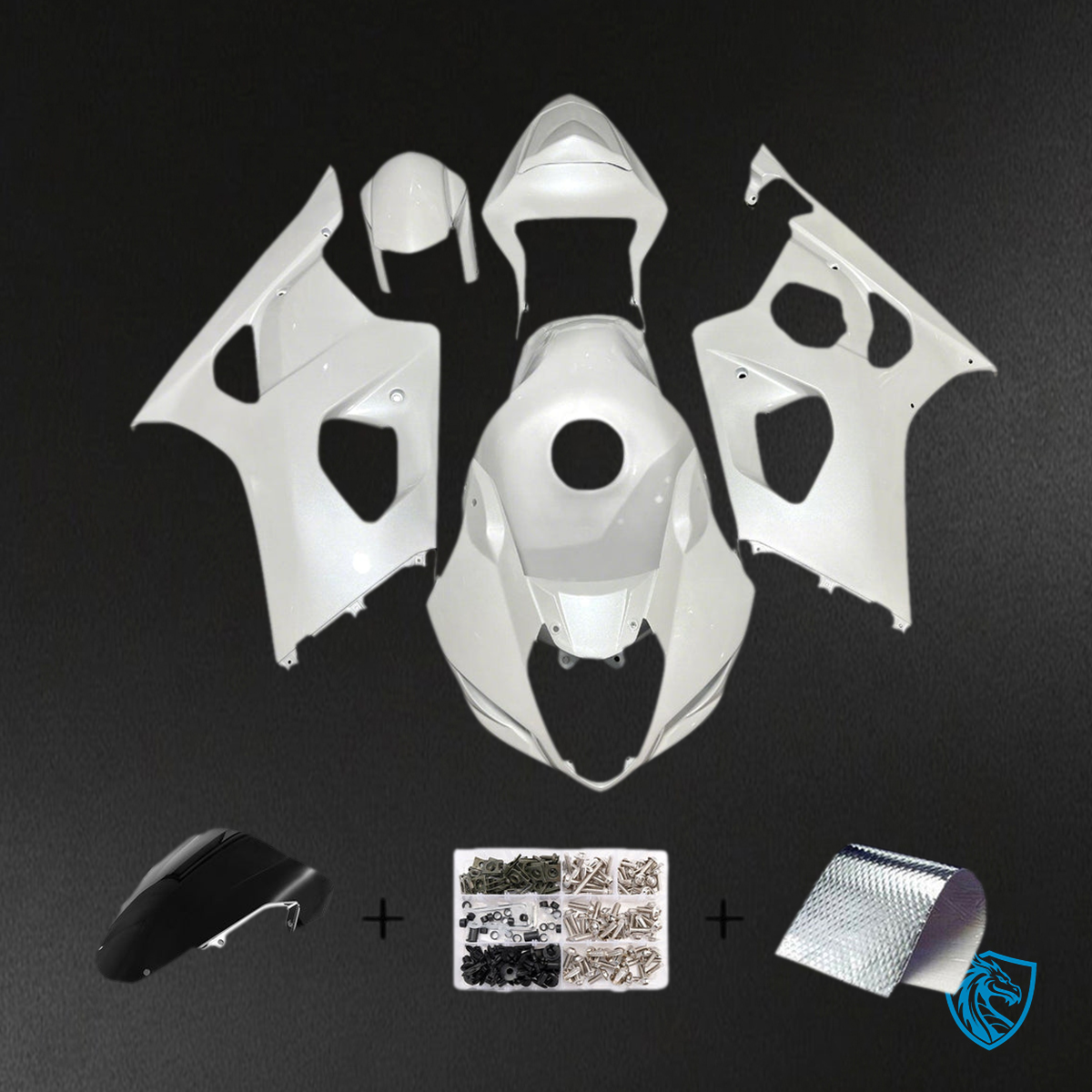 Suzuki GSXR1000 (2003-2004) White & Black K3 Injection Fairing Kit - Aftermarket ABS Bodywork