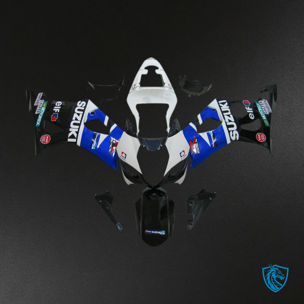 Suzuki GSXR1000 (2003-2004) Black, Blue & White Generic Fairing Kit | ABS Bodywork