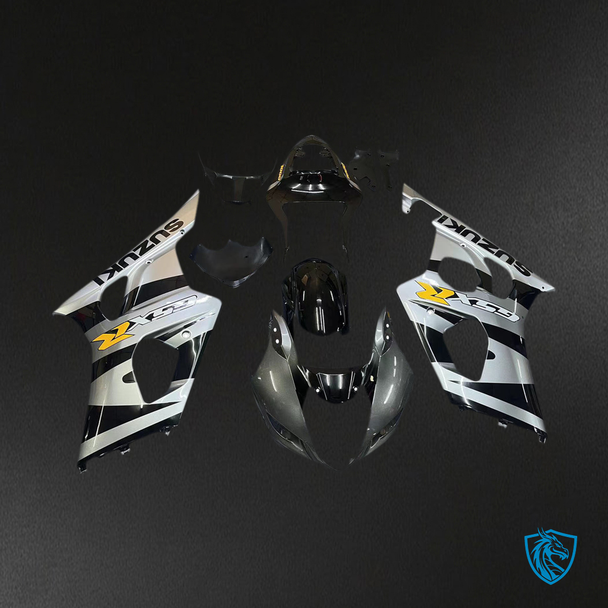 Suzuki GSXR1000 (2003-2004) 24 Gloss Black & White Generic - Custom ABS Fairing Kit