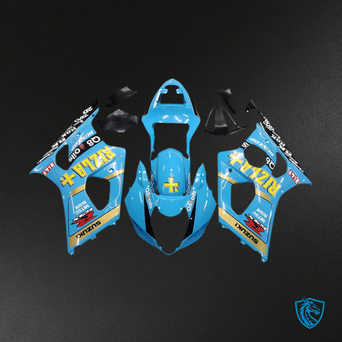 Suzuki GSXR1000 (2003-2004) 24 Blue, Yellow & Black Generic Fairing Kit | ABS Bodywork