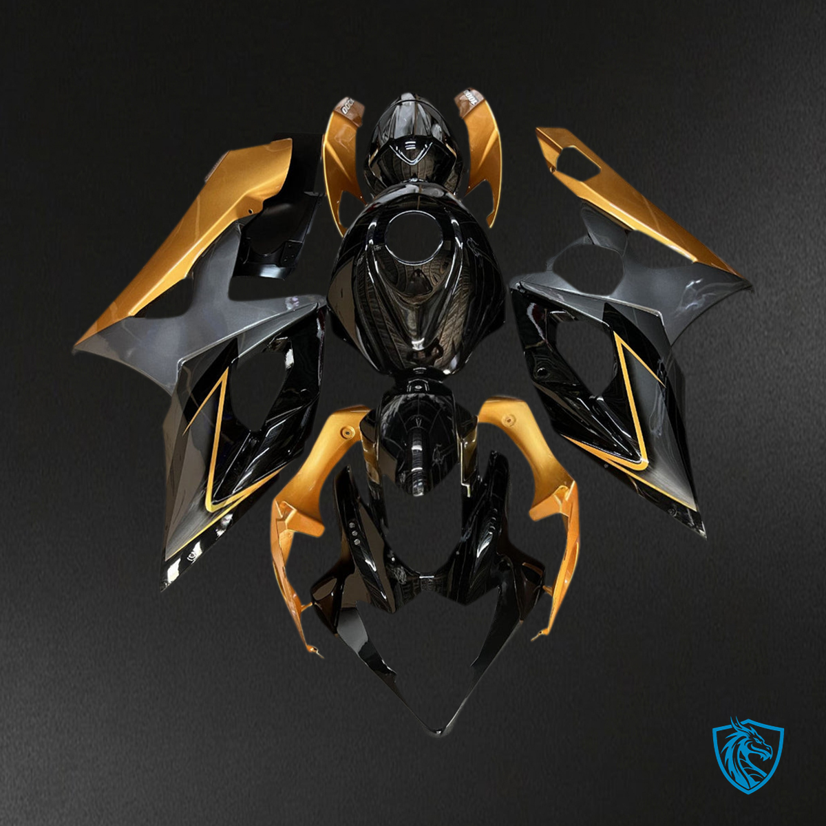 Suzuki GSXR1000 (2005-2006) Gloss Gold & Black K5 Injection Fairing Kit - Aftermarket ABS Bodywork