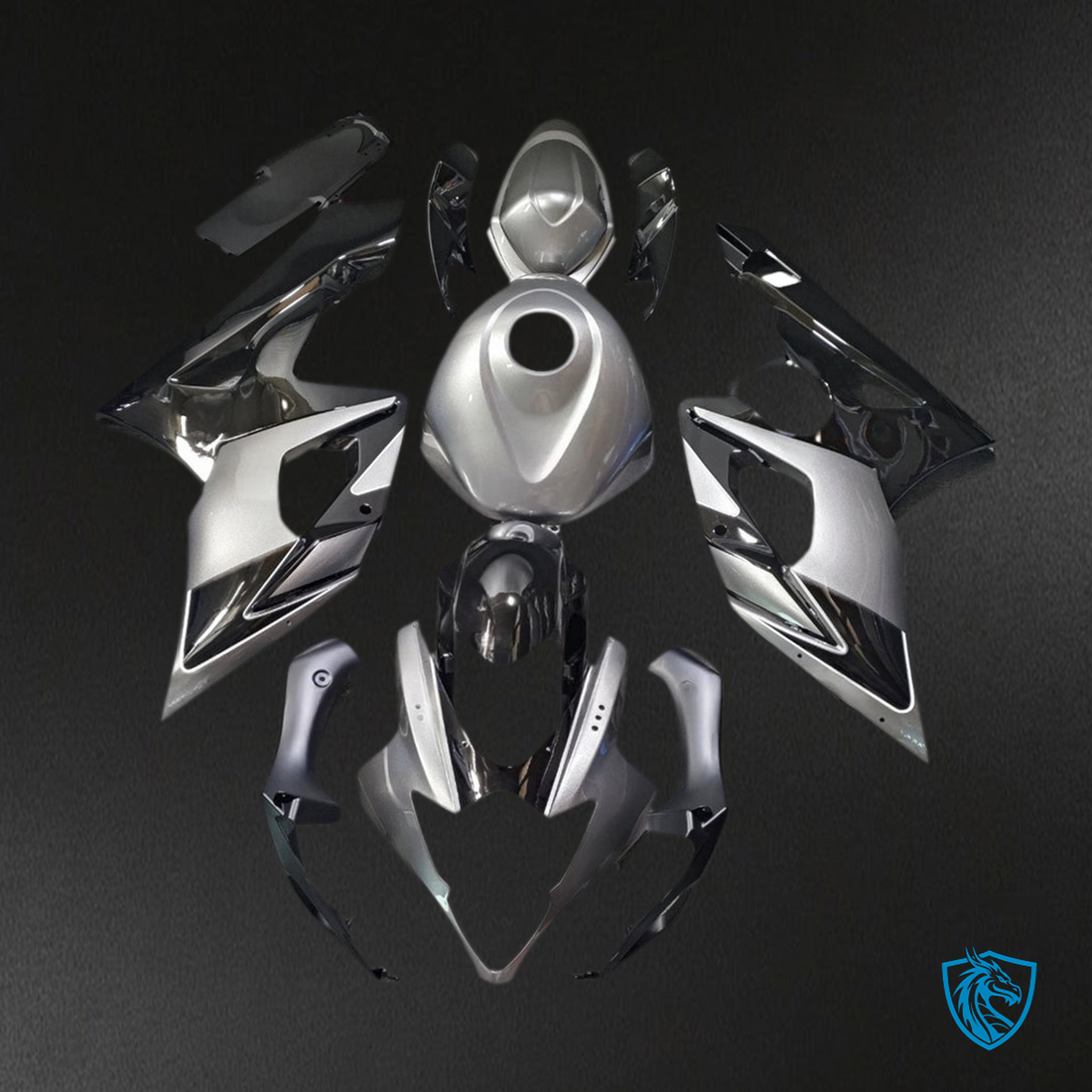 Suzuki GSXR1000 (2005-2006) Gloss Silver & Black Injection - MERGEment Motorcycle Fairings Kit