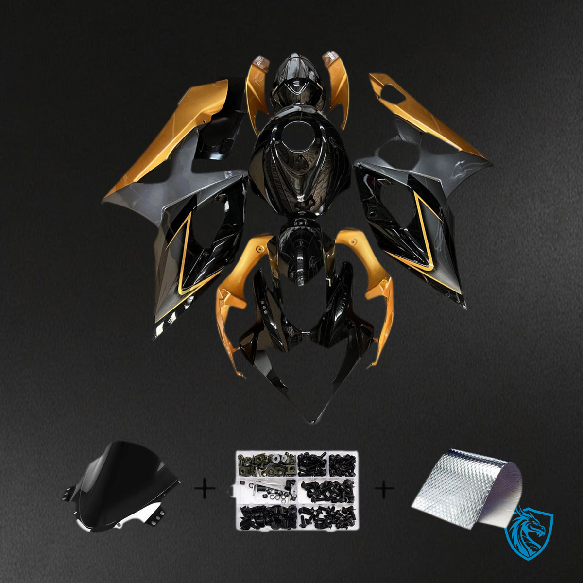 Suzuki GSXR1000 (2005-2006) Gloss Black & Glod Injection - MERGEment Motorcycle Fairings Kit