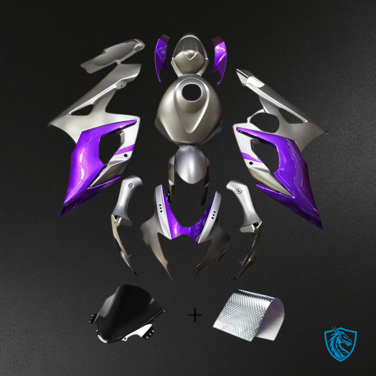 Suzuki GSXR1000 (2005-2006) Purpel, Silver & Black Injection - Custom ABS Fairing Kit