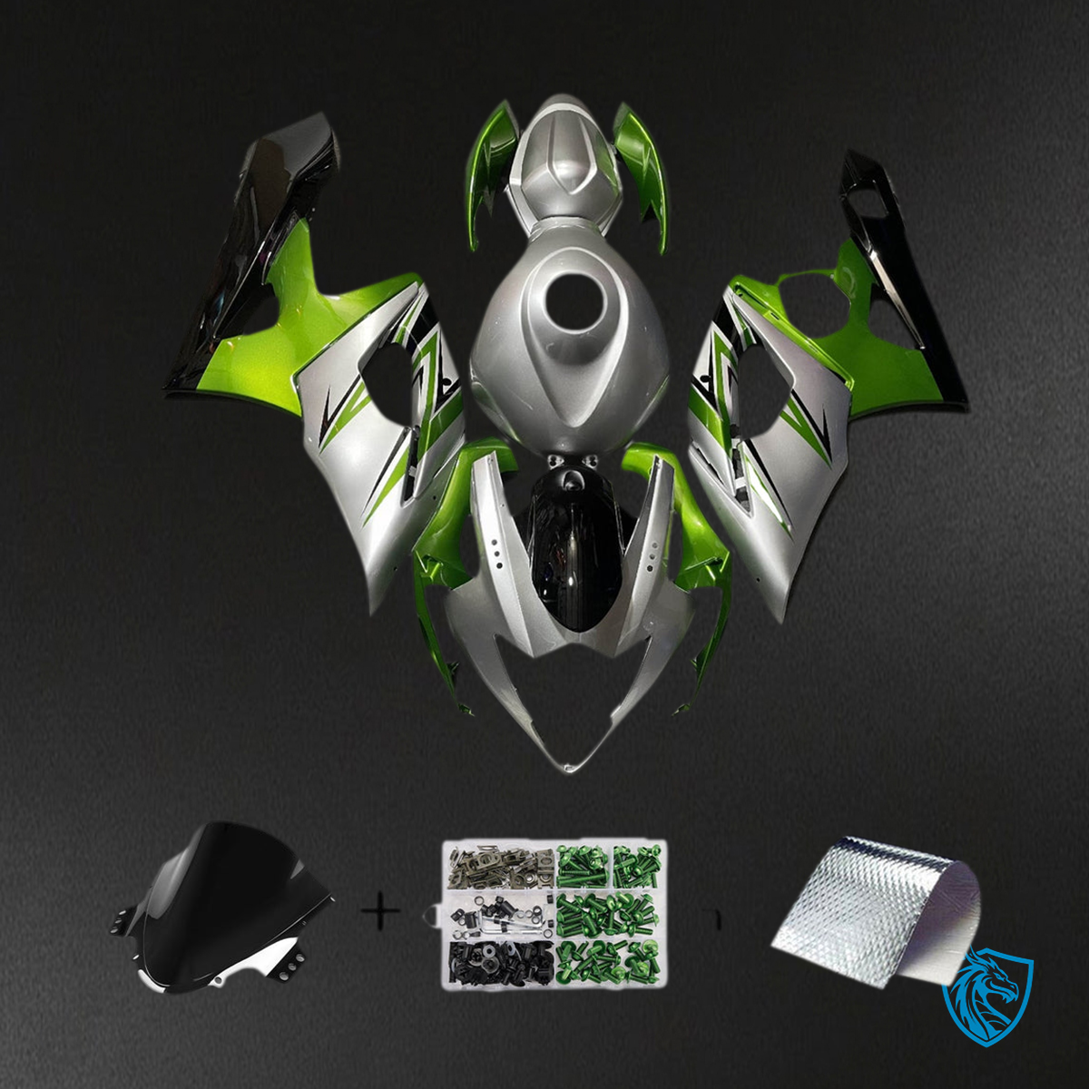 Suzuki GSXR1000 (2005-2006) Sliver & Gloss Green Injection - Custom ABS Fairing Kit