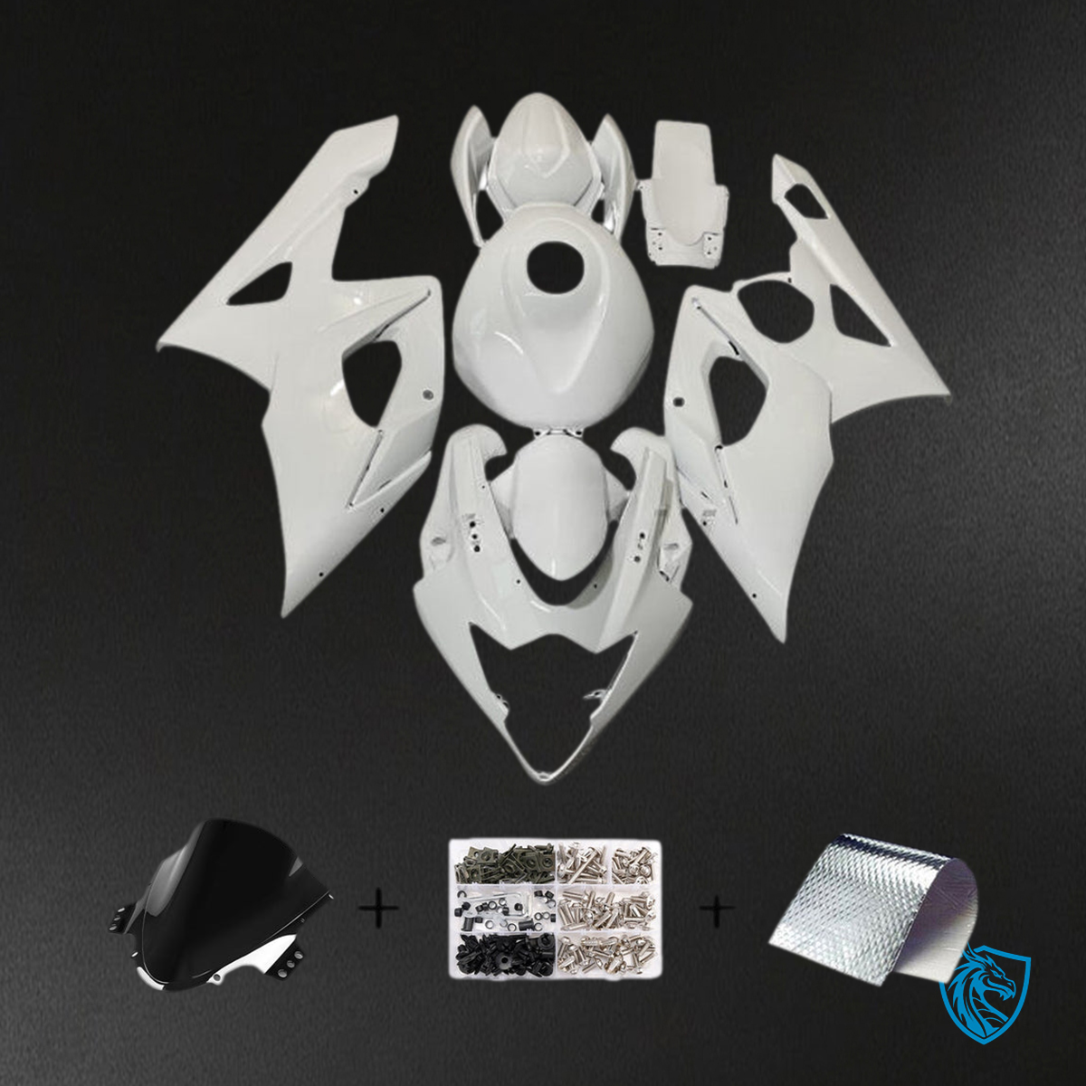 Suzuki GSXR1000 (2005-2006) Gloss White & Black Injection - MERGEment Motorcycle Fairings Kit