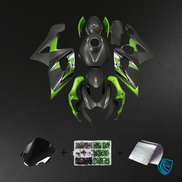 Suzuki GSXR1000 (2005-2006) Gloss Black & Green Injection Fairing Kit - Aftermarket ABS Bodywork