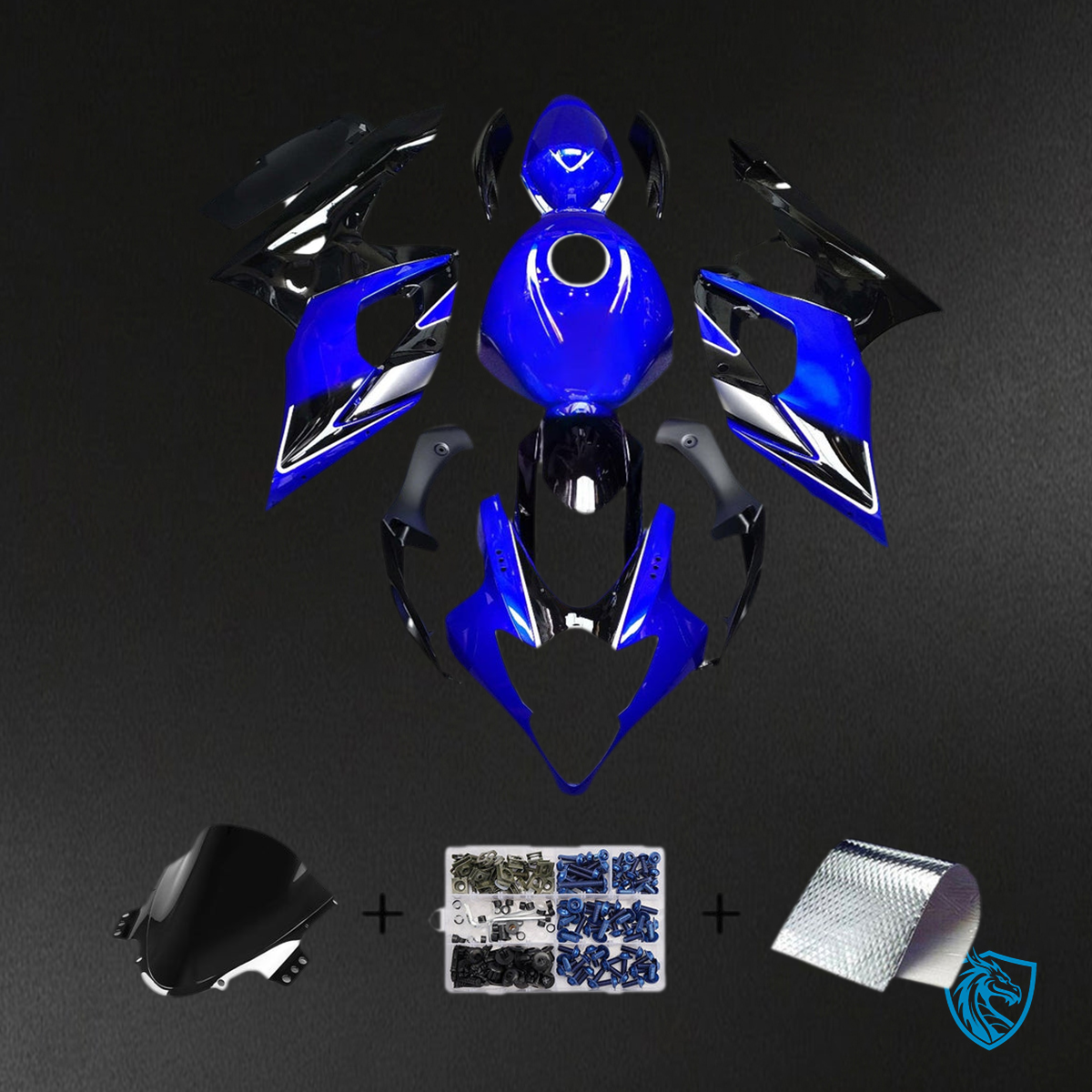Suzuki GSXR1000 (2005-2006) Gloss Blue & Gloss Black Fairing Kit | ABS Bodywork