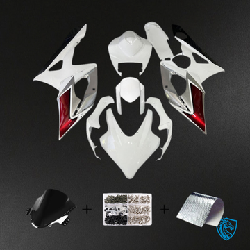 Suzuki GSXR1000 (2005-2006) Gloss White & Red K5 Injection Fairing Kit | ABS Bodywork