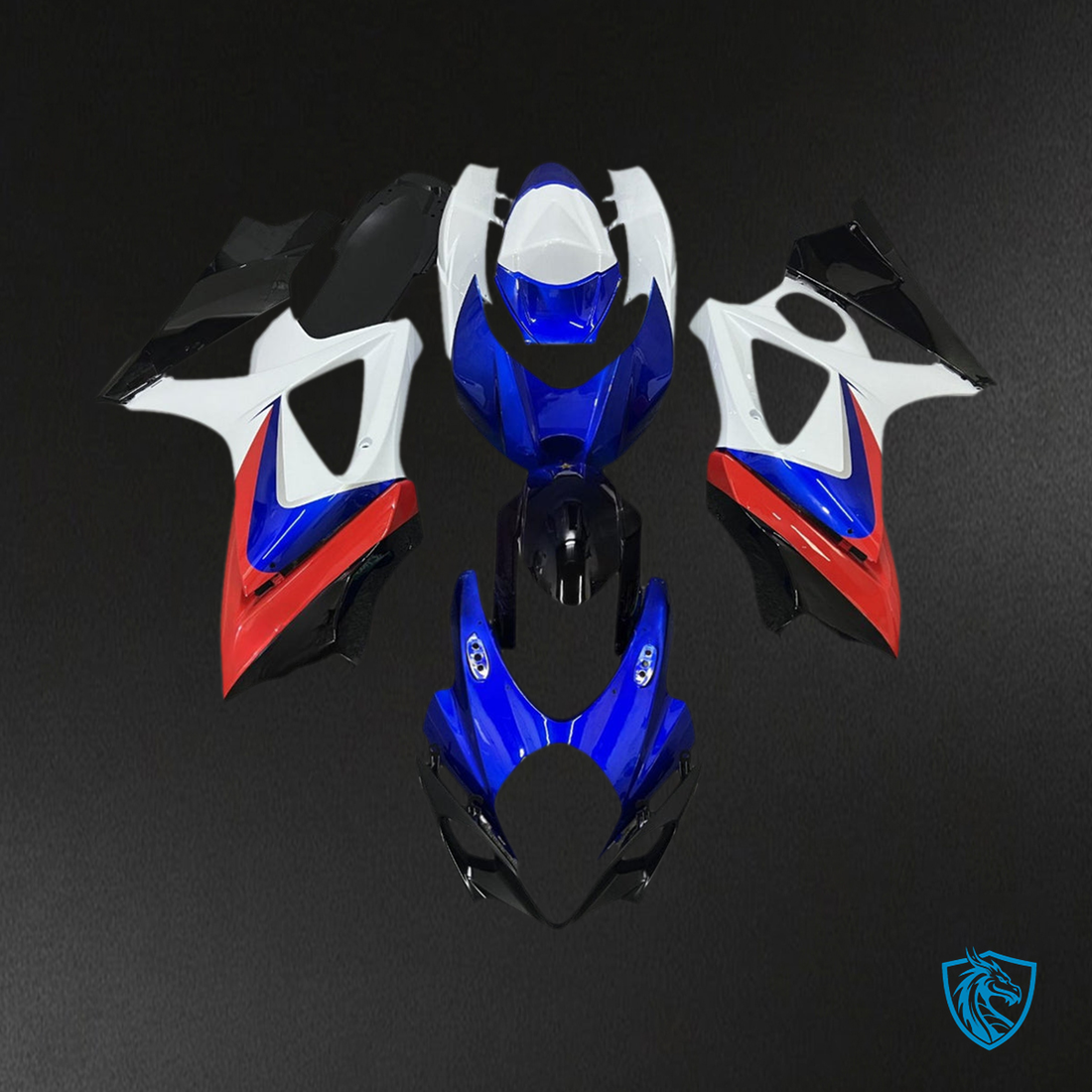 Suzuki GSXR1000 (2007-2008) Gloss Blue, White & Red Injection Fairing Kit | ABS Bodywork