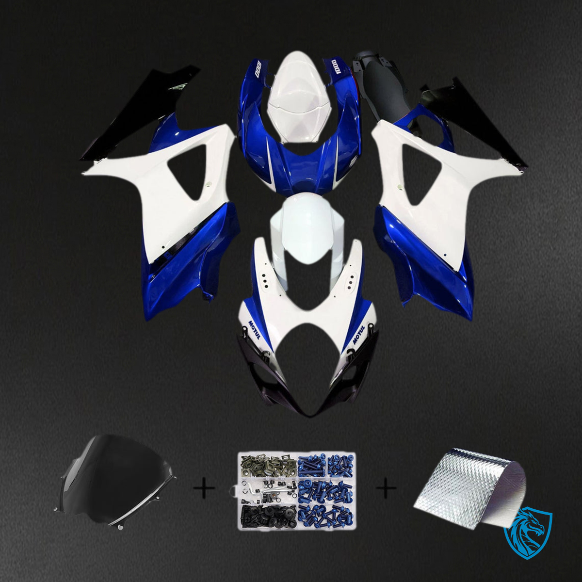 Suzuki GSXR1000 (2007-2008) Gloss Blue & Gloss Black - MERGEment Motorcycle Fairings Kit