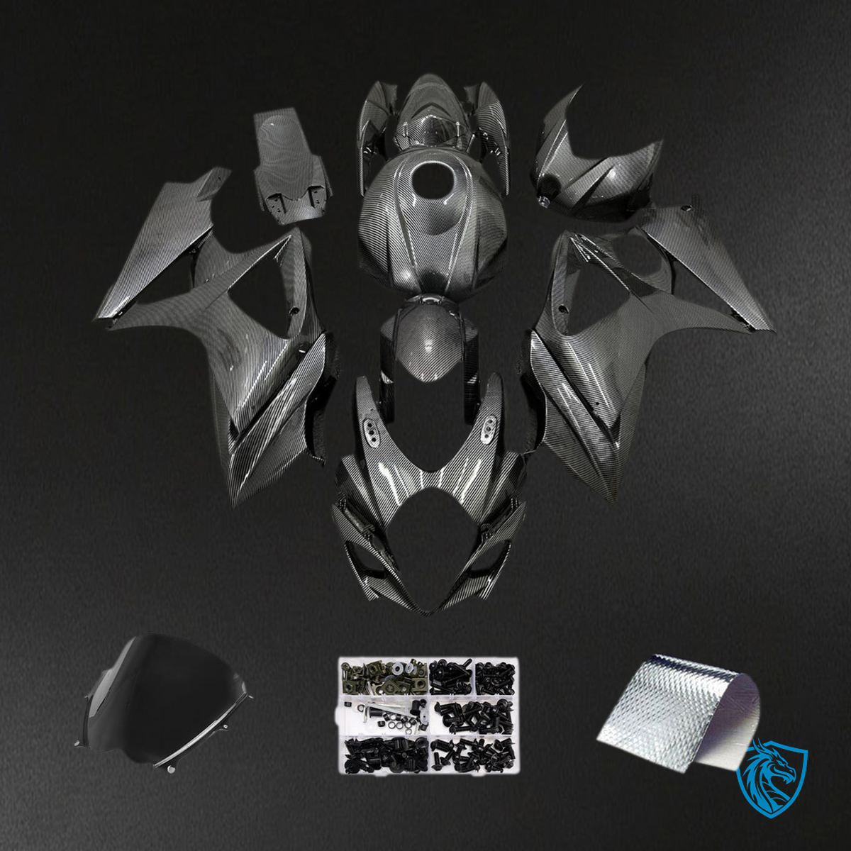 Suzuki GSXR1000 (2007-2008) Black & Matte Gray Injection Fairing Kit | ABS Bodywork