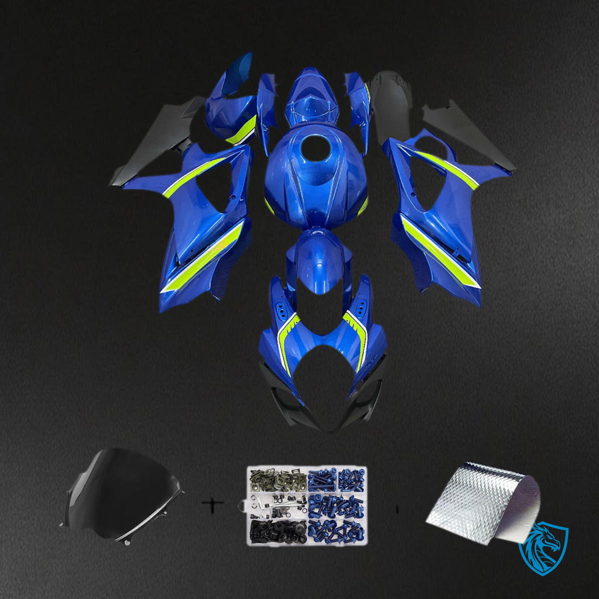 Suzuki GSXR1000 (2007-2008) Gloss Blue & Green Injection - MERGEment Motorcycle Fairings Kit