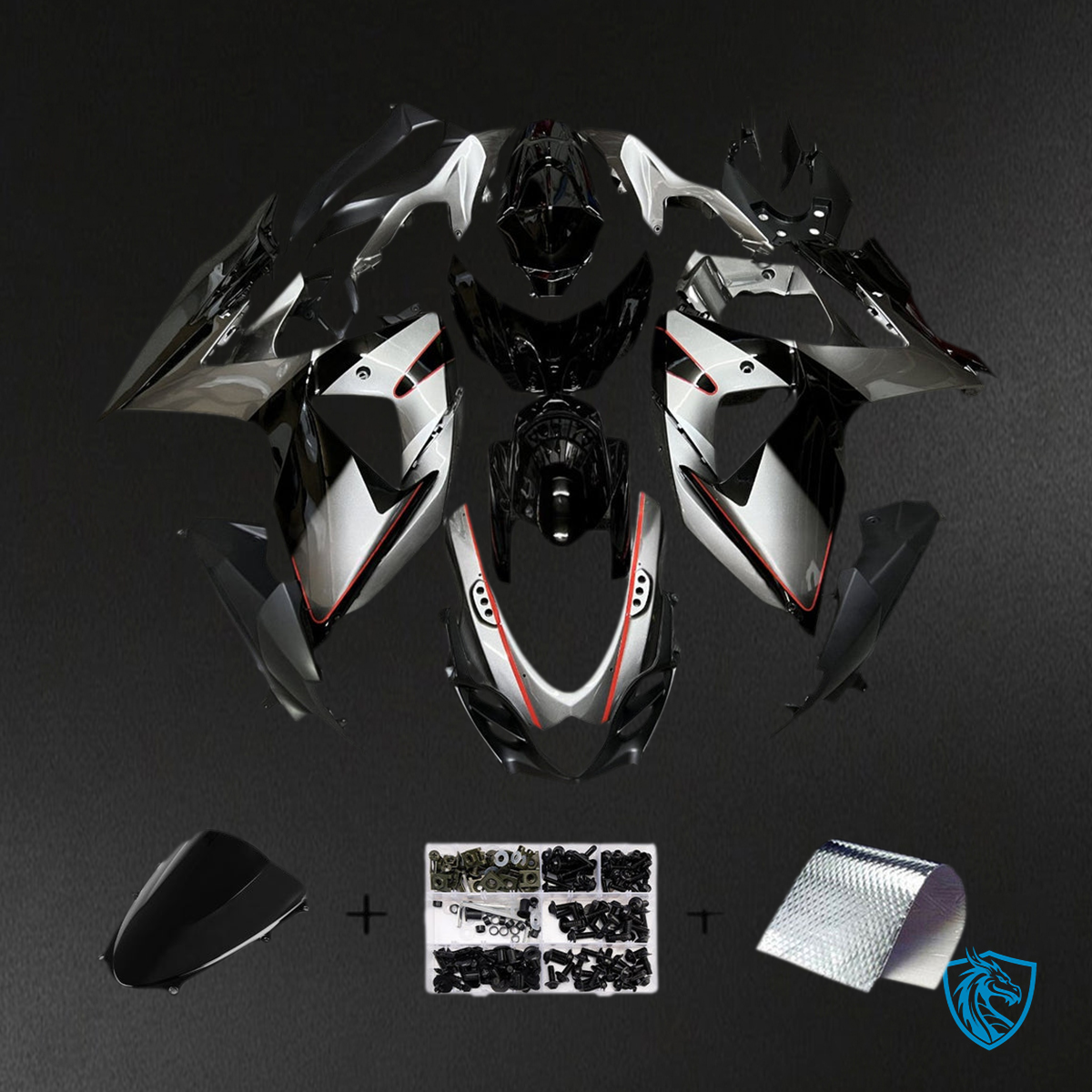 Suzuki GSXR1000 (2009-2016) Black & Silver Injection Fairing Kit | ABS Bodywork