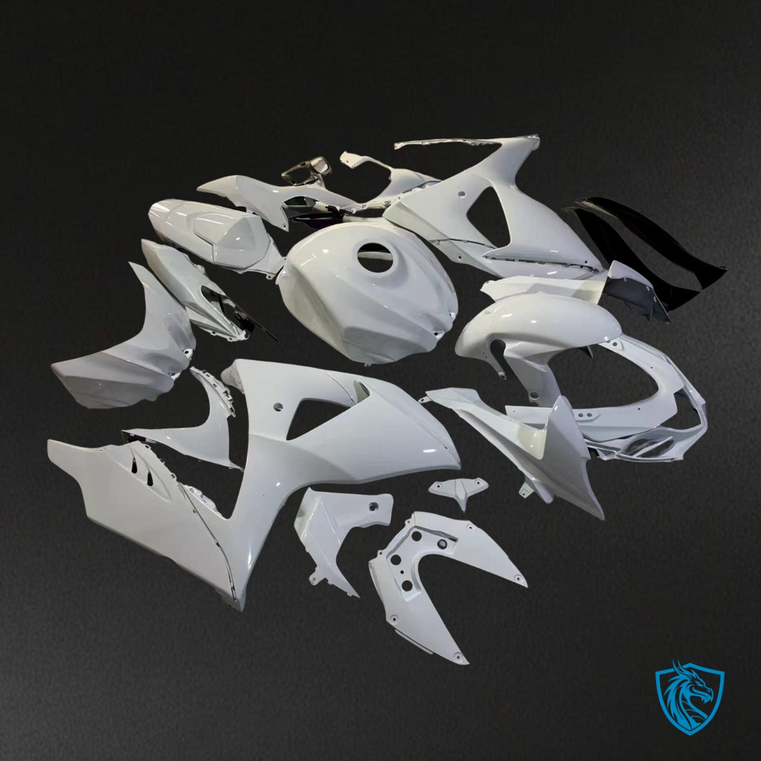Suzuki GSXR 1000 (2009-2016) White & Black Fairings Kit - Aftermarket ABS Bodywork