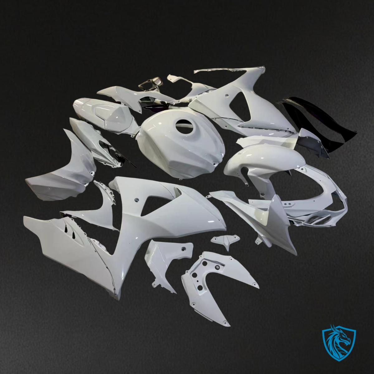Suzuki GSXR 1000 (2009-2016) White & Black Fairings Kit - Aftermarket ABS Bodywork