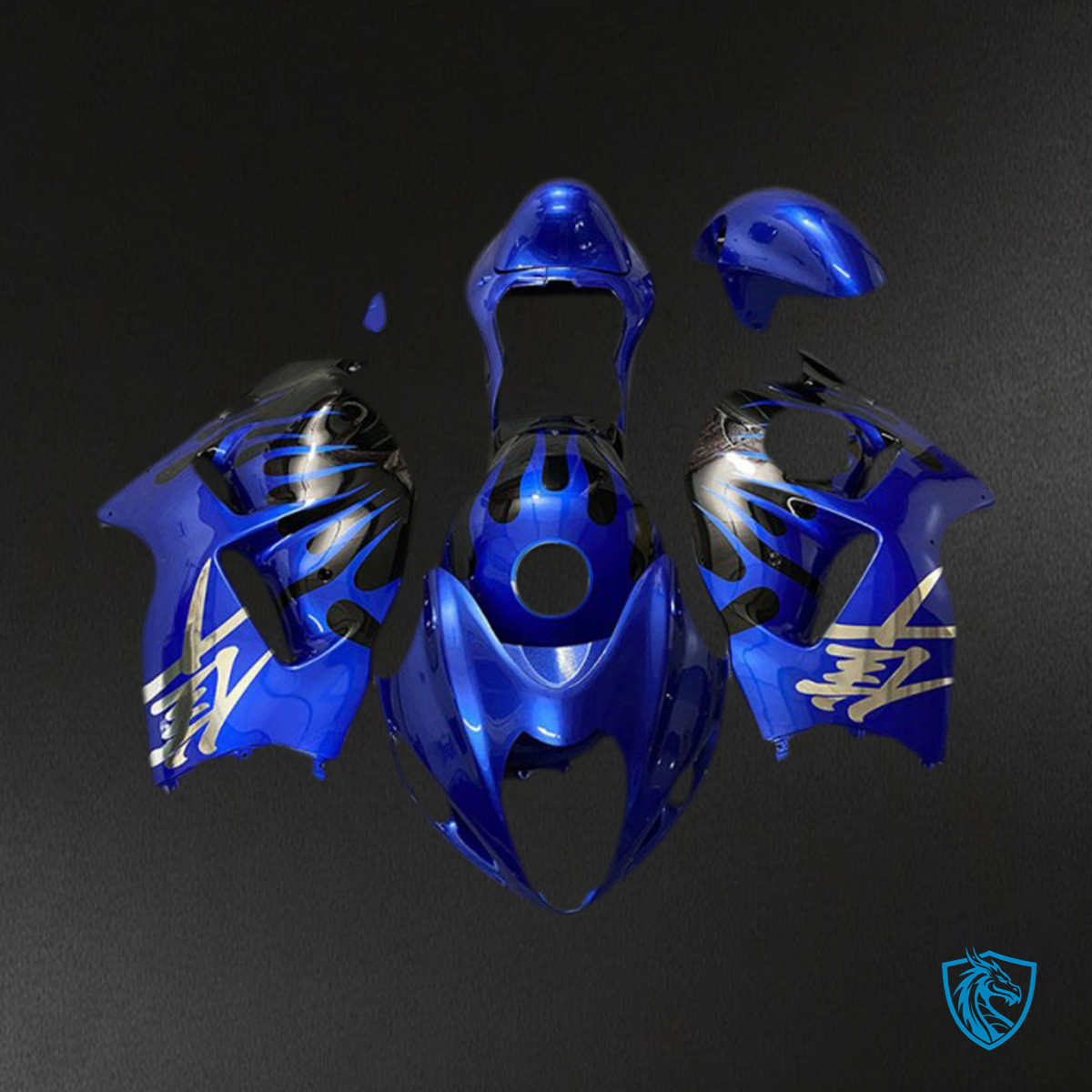 Suzuki GSXR 1300 (1997-2007) Deep Blue & Black Motorcycle - Custom ABS Fairing Kit