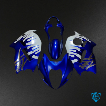 Suzuki GSXR 1300 (1997-2007) Glossy Blue & White Motorcycle Fairings Kit - Aftermarket ABS Bodywork