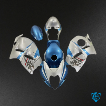 Suzuki GSXR 1300 (1997-2007) Glossy Light Blue & Silver - MERGEment Motorcycle Fairings Kit