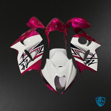 Suzuki GSXR 1300 (1997-2007) Glossy White & Pink Motorcycle Fairings Kit - Aftermarket ABS Bodywork