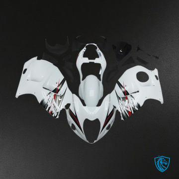 Suzuki GSXR 1300 (1997-2007) Glossy White & Silver Style Motorcycle - Custom ABS Fairing Kit