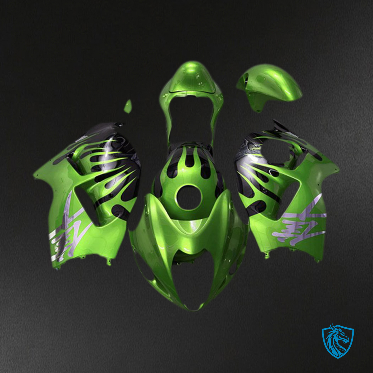 Suzuki GSXR 1300 (1997-2007) Green & Black Motorcycle - Custom ABS Fairing Kit