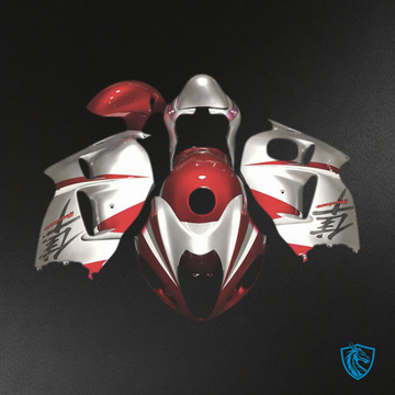 Suzuki GSXR 1300 (1997-2007) Red Gloss & Silver Motorcycle - Custom ABS Fairing Kit