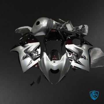 Suzuki GSXR 1300 (1997-2007) Silver & Deep Red Motorcycle Fairings Kit | ABS Bodywork