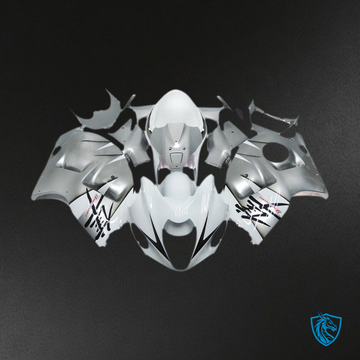 Suzuki GSXR 1300 (1997-2007) Silver & Glossy White OEM Style Motorcycle - Custom ABS Fairing Kit