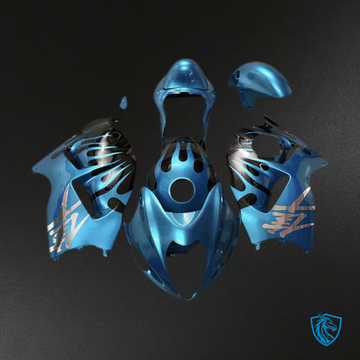 Suzuki GSXR 1300 (1997-2007) Sky Blue & Black Motorcycle Fairings Kit - Aftermarket ABS Bodywork