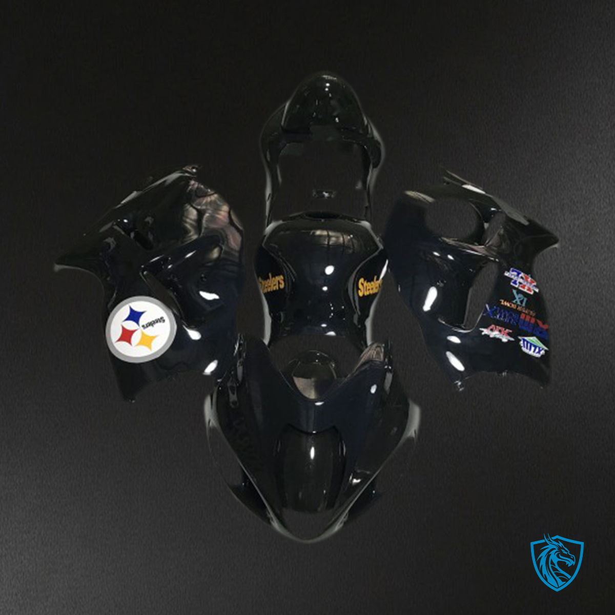 Suzuki GSXR 1300 (1997-2007) Team Logo In Gloss Black - MERGEment Motorcycle Fairings Kit