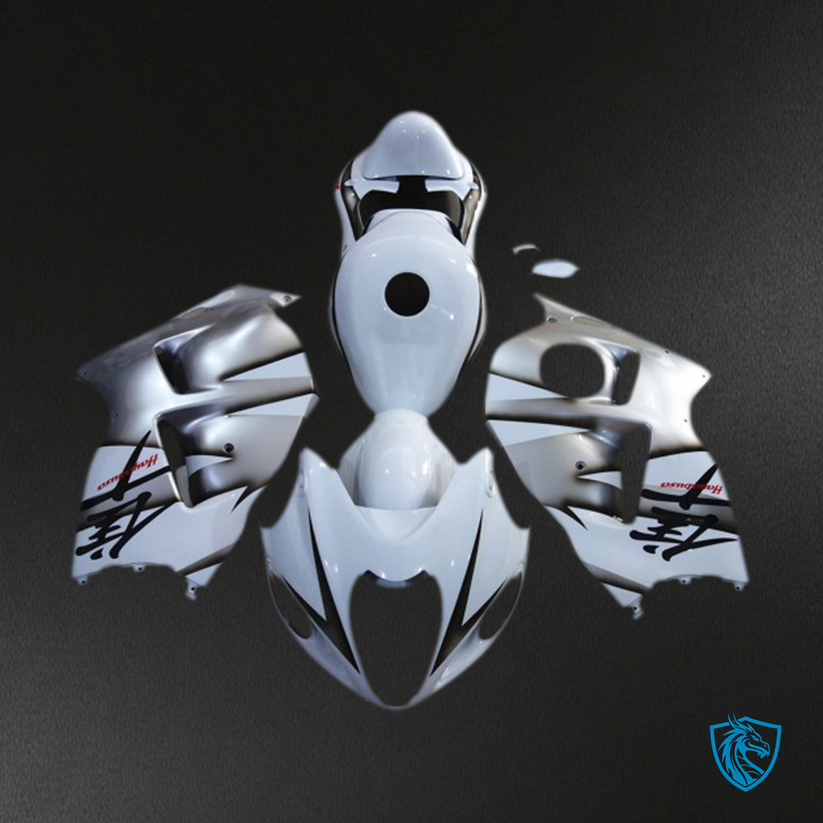 Suzuki GSXR 1300 (1997-2007) White & Silver Glossy Fairings Kit - Aftermarket ABS Bodywork