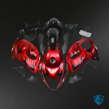 Suzuki GSXR 1300 (2008-2020) Bright Red & Black Flame - MERGEment Motorcycle Fairings Kit