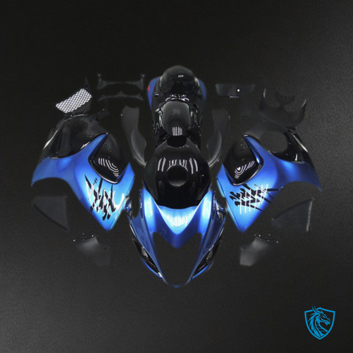 Suzuki GSXR 1300 (2008-2020) Deep Blue & Black Custom Motorcycle Fairings Kit | ABS Bodywork