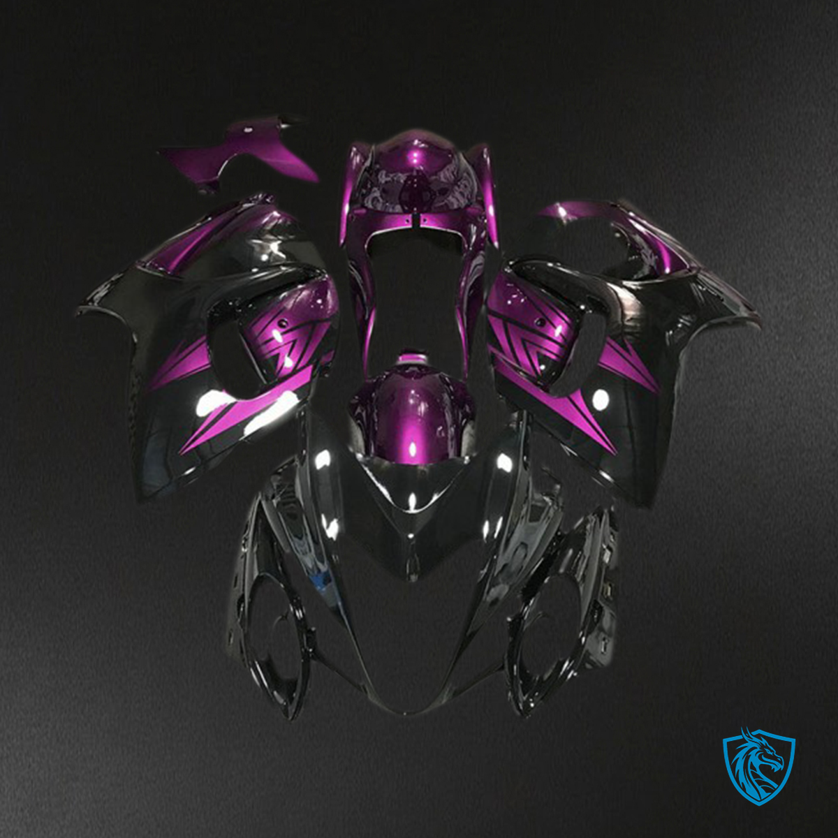 Suzuki GSXR 1300 (2008-2020) Glossy Black & Dark Purple - MERGEment Motorcycle Fairings Kit
