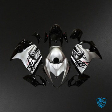 Suzuki GSXR 1300 (2008-2020) Glossy Black & Silver Design Motorcycle - Custom ABS Fairing Kit