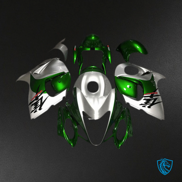Suzuki GSXR 1300 (2008-2020) Glossy Green & Silver Motorcycle Fairings Kit - Aftermarket ABS Bodywork