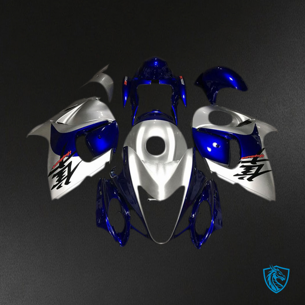 Suzuki GSXR 1300 (2008-2020) Glossy Silver & Blue Motorcycle - Custom ABS Fairing Kit