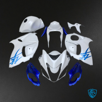 Suzuki GSXR 1300 (2008-2020) Glossy White & Blue - MERGEment Motorcycle Fairings Kit