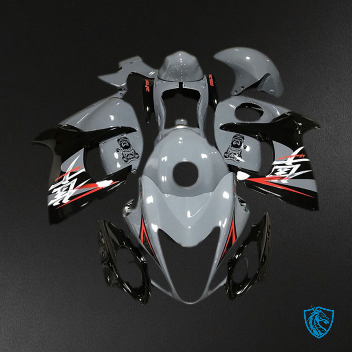 Suzuki GSXR 1300 (2008-2020) Gray Logo Motorcycle Fairings Kit | ABS Bodywork
