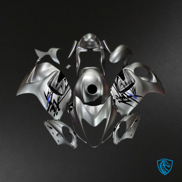 Suzuki GSXR 1300 (2008-2020) Liquid Silver & Blue Motorcycle Fairings Kit - Aftermarket ABS Bodywork