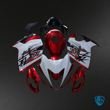 Suzuki GSXR 1300 (2008-2020) Red Gloss & White Design Motorcycle Fairings Kit | ABS Bodywork