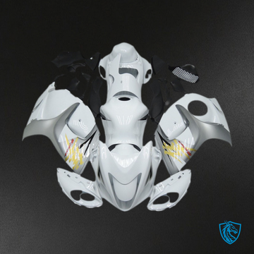 Suzuki GSXR 1300 (2008-2020) White & Silver Motorcycle Fairings Kit - Aftermarket ABS Bodywork