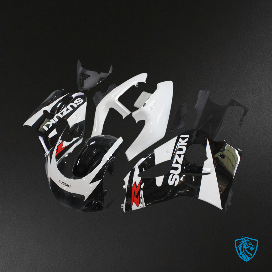Suzuki GSXR 600-750 (1996-2000) Black & White - Fairing Kit