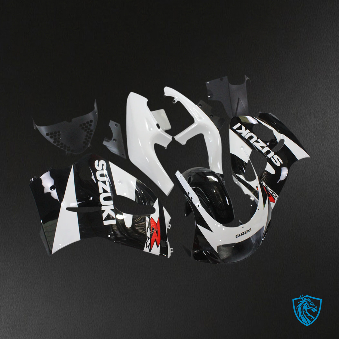 Suzuki GSXR 600-750 (1996-2000) Black & White - Fairing Kit